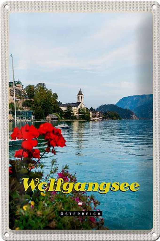 Blechschild Reise 20x30cm Wolfgangsee See Familienurlaub Produktbild 