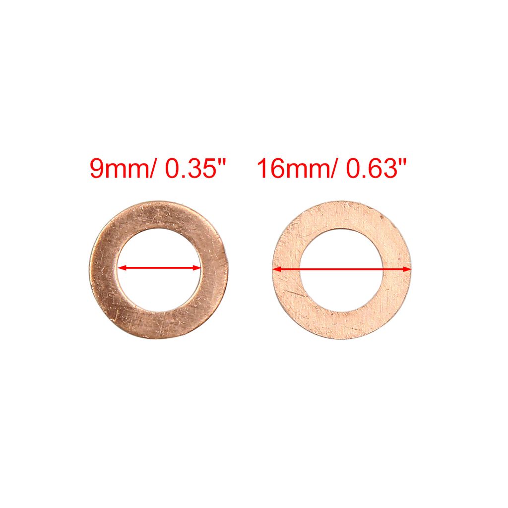 20 Stücke Flache Unterlegscheiben Kupfer Scheiben 9mm Innendurchmesser Dichtungsringe 9 x 16 x 1mm