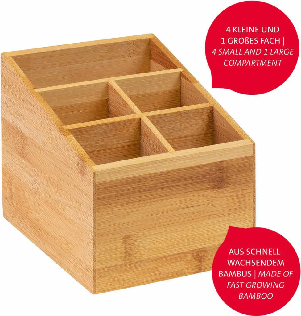 Rangement couverts en bambou résistant avec 5 compartiments - 12