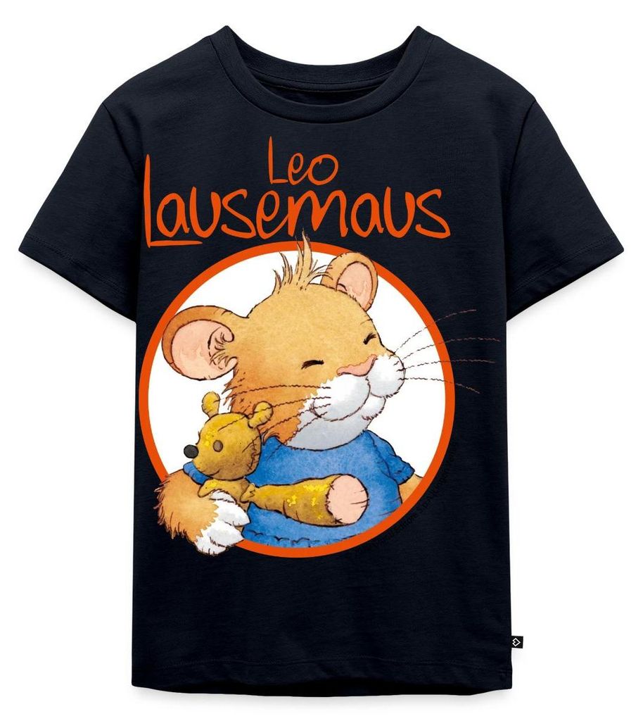 Spreadshirt Leo Lausemaus Logo Kinder Premium T-Shirt, 110/116 (4 Jahre), Navy
