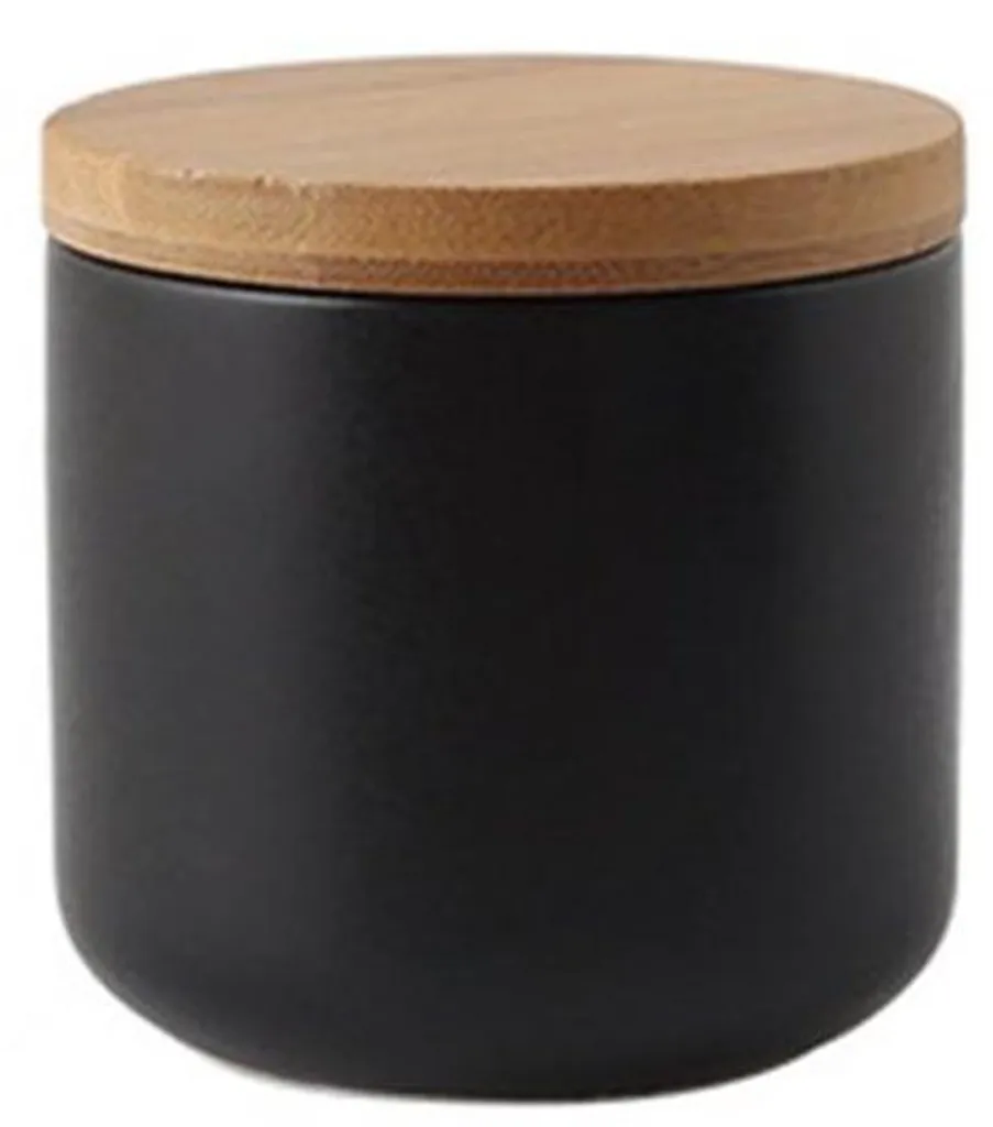 Organisateur de bureau en céramique noir mat style nordique avec bois