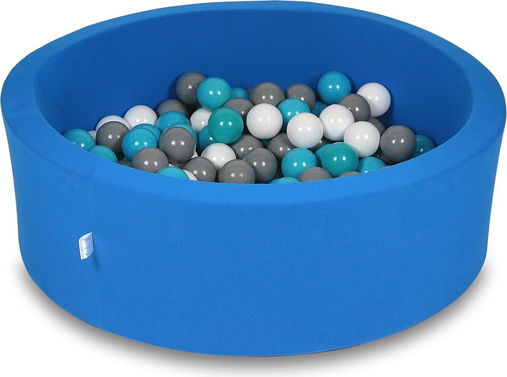 Trockenbecken 90x30cm blau mit 200 Bällen: weiß, grau, türkis