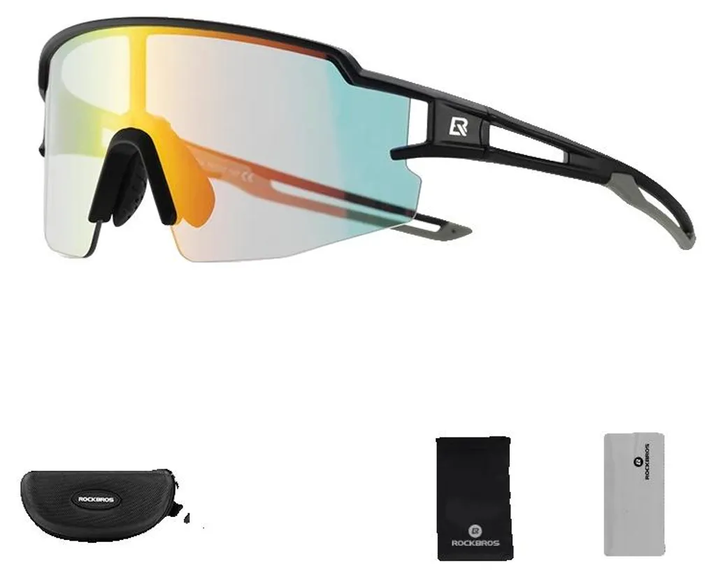 Lunettes de vélo photochromiques noires Rockbros 10179BK légères
