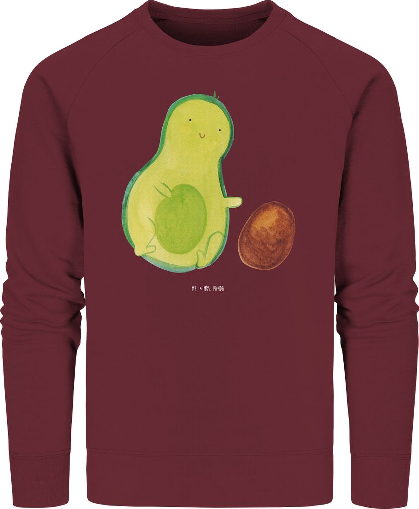Mr. & Mrs. Panda Baumwoll Pullover Avocado Kern rollt Größe XL - Burgundy - Geschenk, Geburtstag, Sweater, Geburt, Sweatshirt, Bio, Baby, Avocado...