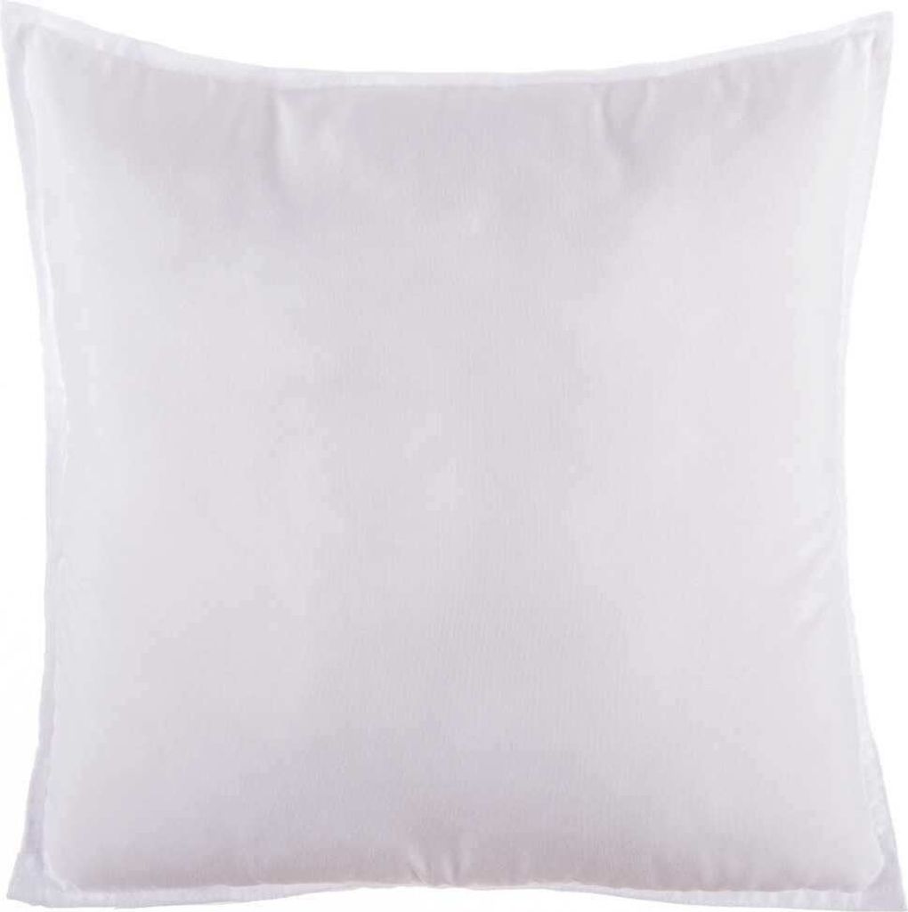 A plain white pillow on a white background.