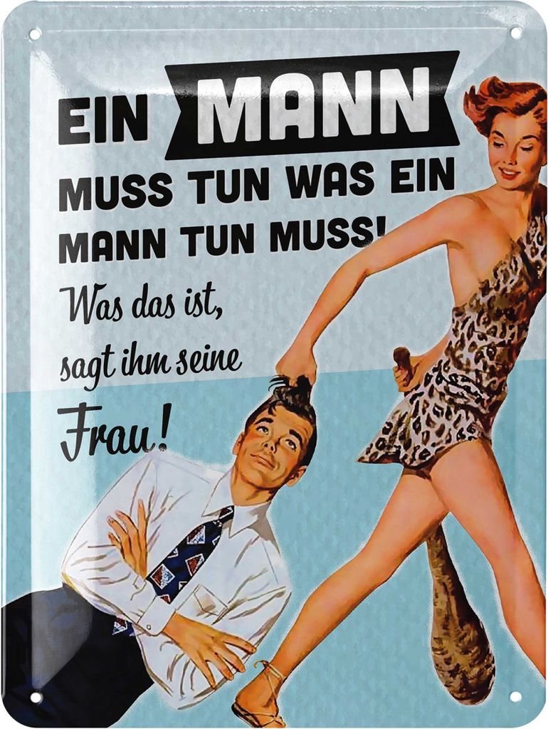 Retro Blechschild 'Manchmal Rede Ich Mit Mir Selbst' - 13x36cm Vintage Deko