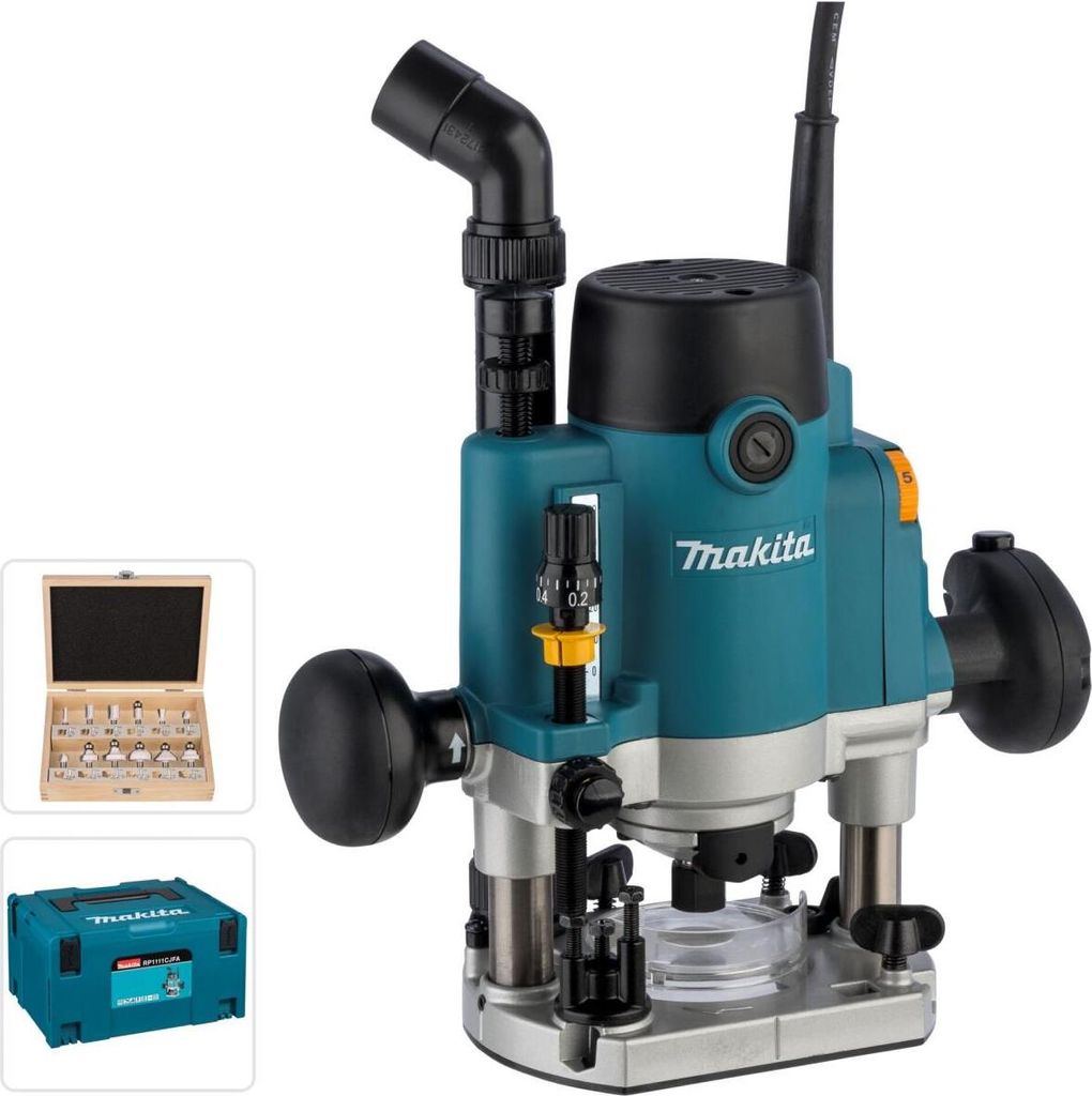 Makita Oberfräse RP1111CJFA, 1.100 W, 8 mm, incl. Zubehör, im MAKPAC Gr. 3
