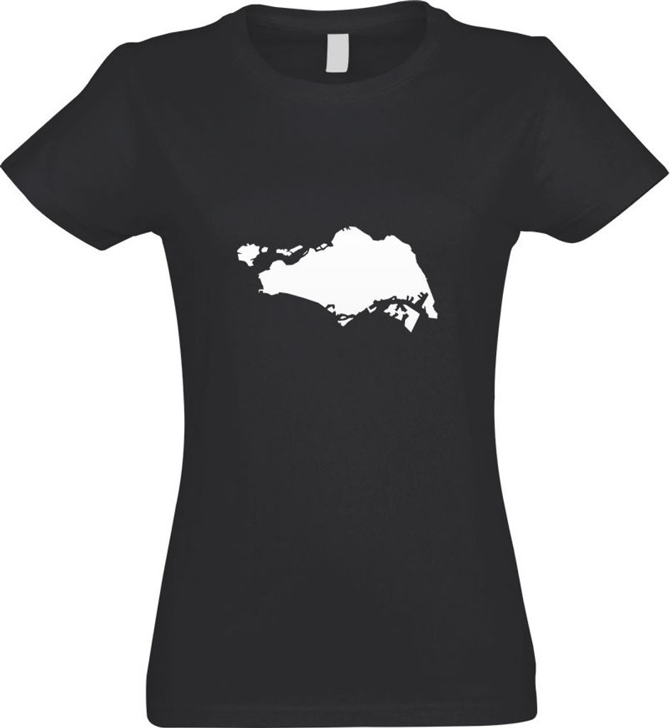 Kiwistar - T-Shirt tailliert - Damen - Graphit - Singapur Umriss Kontur - mit Motiv Bedruckt - Funshirt Design - Sport - Freizeit - Damen - XL