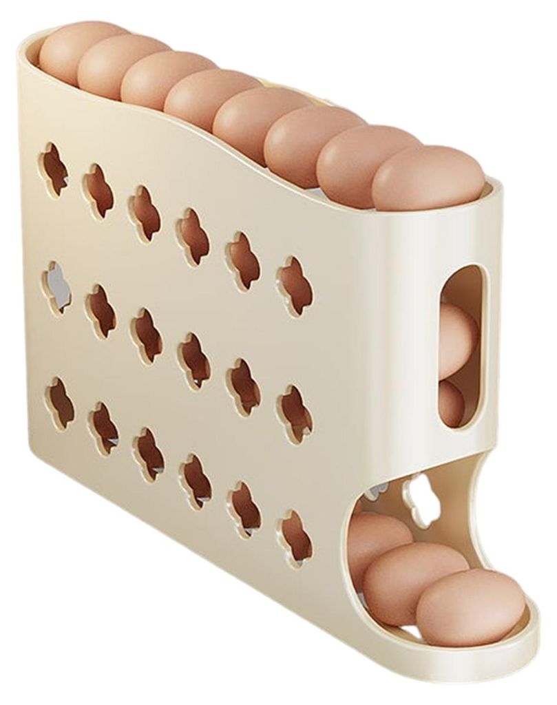 4-stöckiger Eierhalter für den Kühlschrank mit automatischem Eierrollen, platzsparender Eierorganizer für 30 Eier, für die Küchenarbeitsplatte