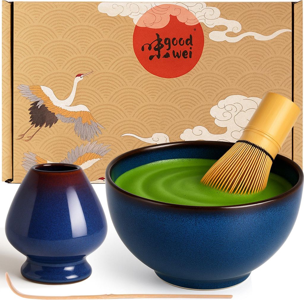 Matcha Set "Safaia" mit Schale, Besen & Besenhalter – ideales Starterset für Matcha-Zeremonie und stilvollen Teegenuss