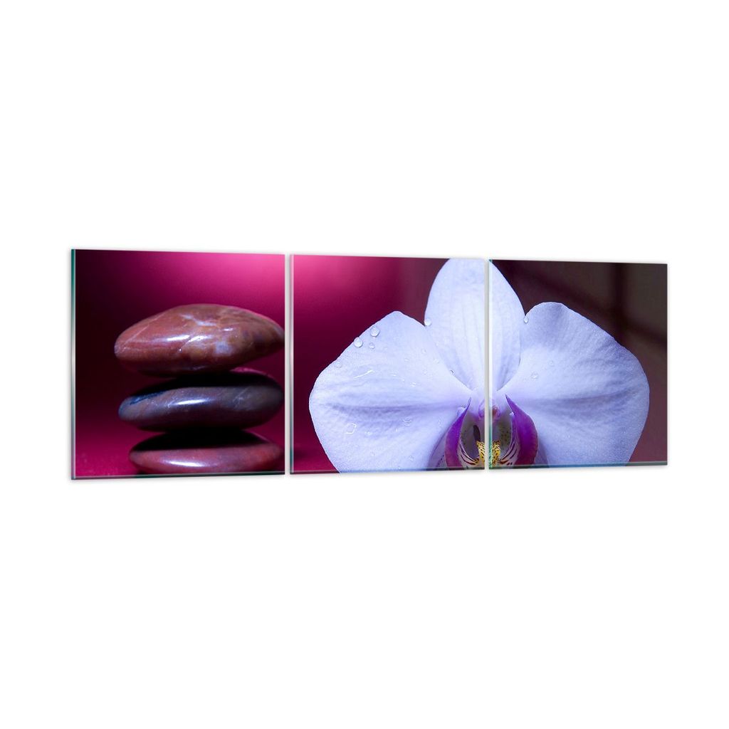 Bilder auf glas - Spa braune Steine weiße Orchidee - 150x50cm - Glasbilder - Wandbilder - Kunstdruck - zum Aufhängen bereit - Wanddekoration aus ...