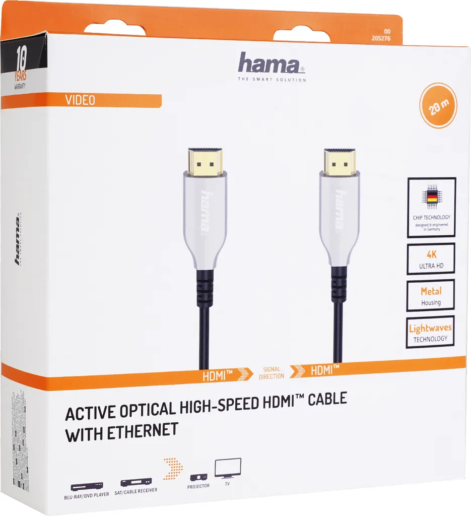 Cavo HDMI 20 metri Hama 00205276 Argento - 4K High Speed con Ethernet - 7