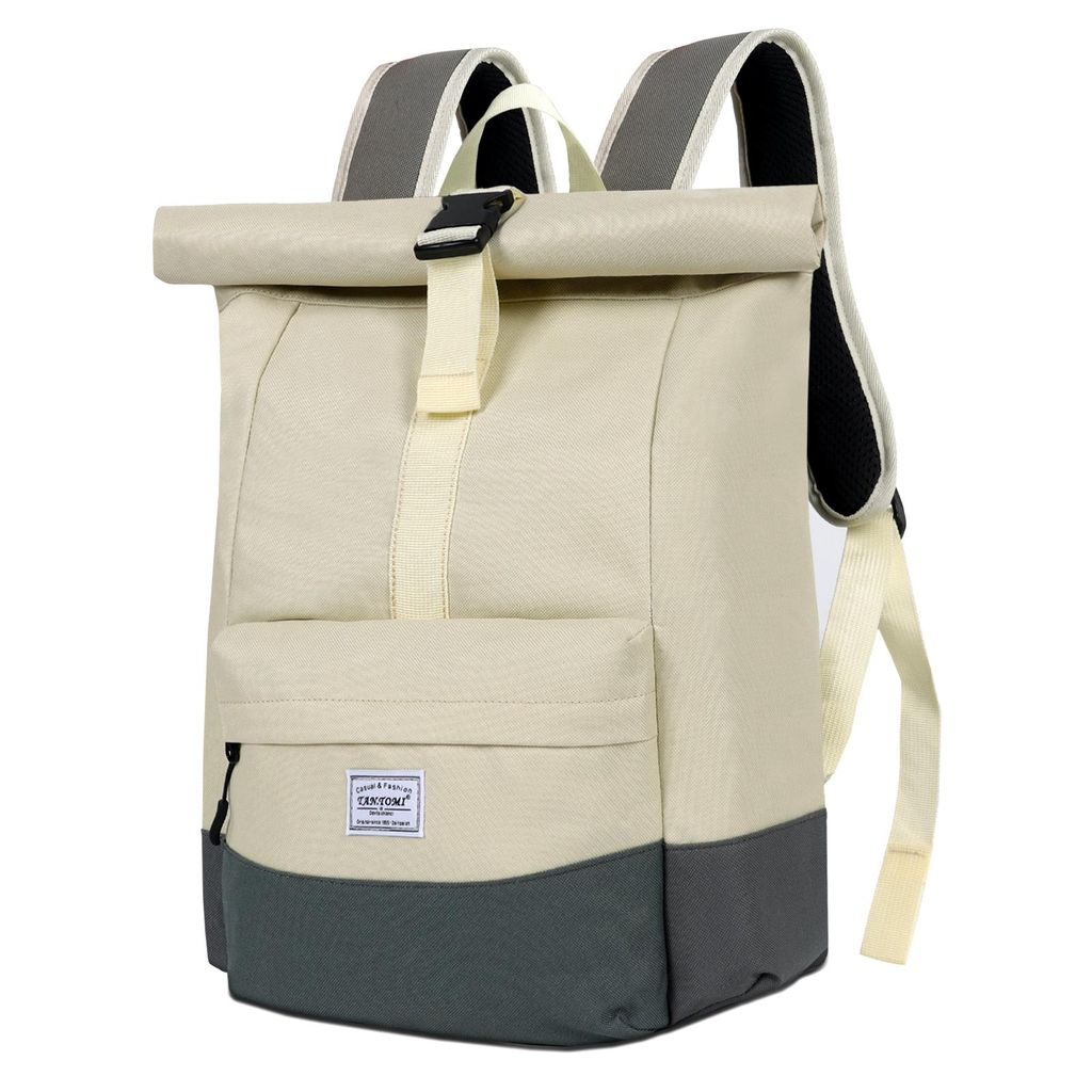 Cityrucksack Rolltop Rucksack Damen Herren Tagesrucksack mit Laptopfach, Modern Rolltop Rucksack Daypack, Wasserabweisend