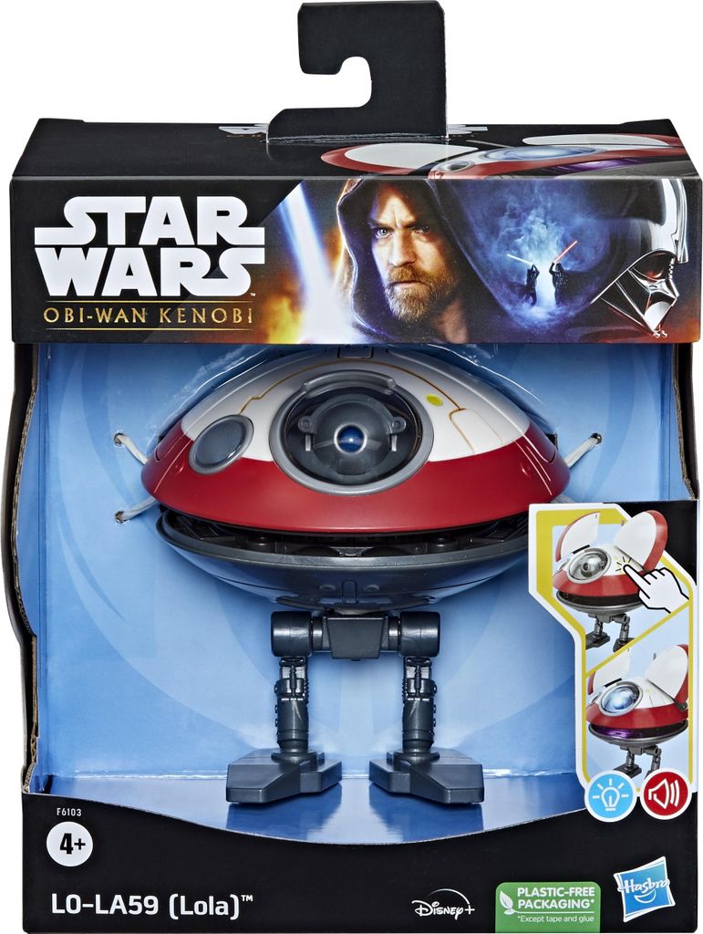 The image shows the packaging of a Star Wars Obi-Wan Kenobi LO-LA59 (Lola) toy.