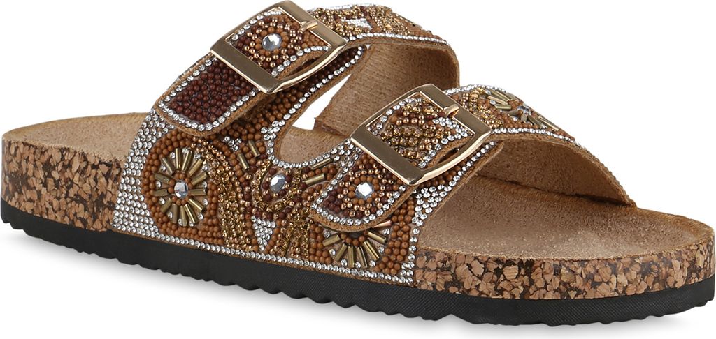 VAN HILL Damen Pantoletten Sandalen Bequeme Strass Produktbild