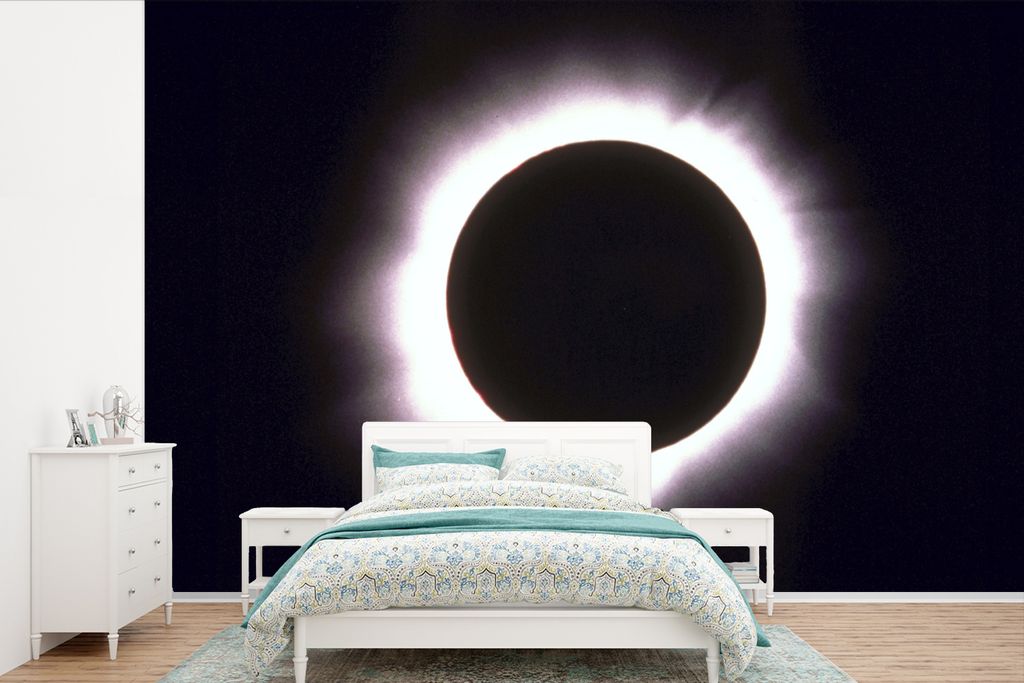 MuchoWow Fototapete für Wohnzimmer oder Schlafzimmer Wandtapete Vinyl Motivtapete Totale Sonnenfinsternis - 525x350 cm - Das Hintergrundbild