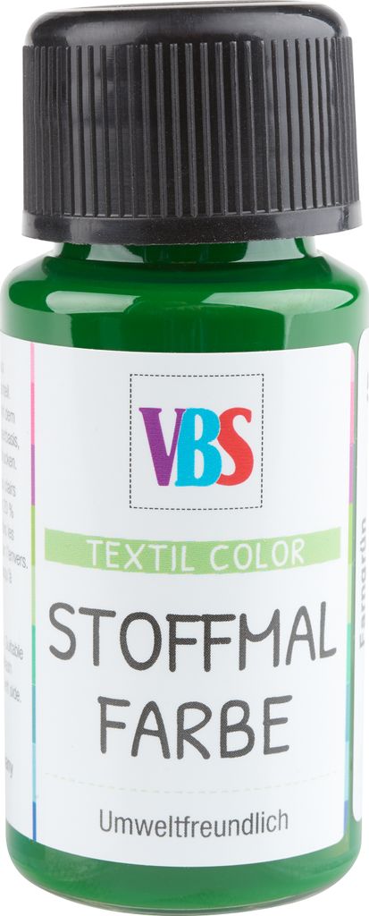 VBS Stoffmalfarbe 50ml Textilfarbe für kreative Designs auf Stoffen Farngrün