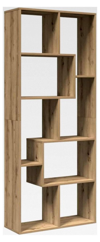 Raumteiler Bücherregal, Standregal für Wohnzimmer, Schlafzimmer und Büro, Regal mit 8 Fächern aus Holzwerkstoff in Artisan-Eiche