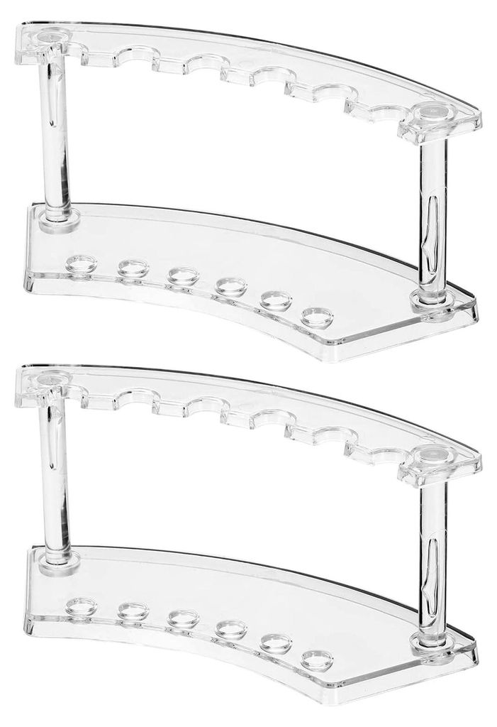 2er Set Kunststoff-Stifthalter, 6-Fach Acryl-Stiftehalter, Augenbrauenstiftständer, Make-up-Pinsel-Organizer für Büro, Zuhause, Geschäft (verti...