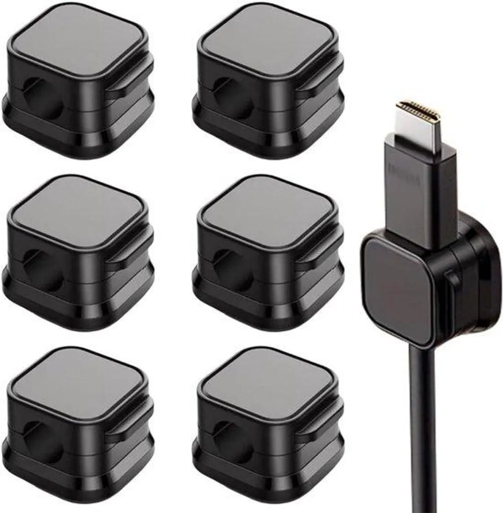 Stop aux câbles qui tombent : lot de 6 clips bureau adhésifs noirs
