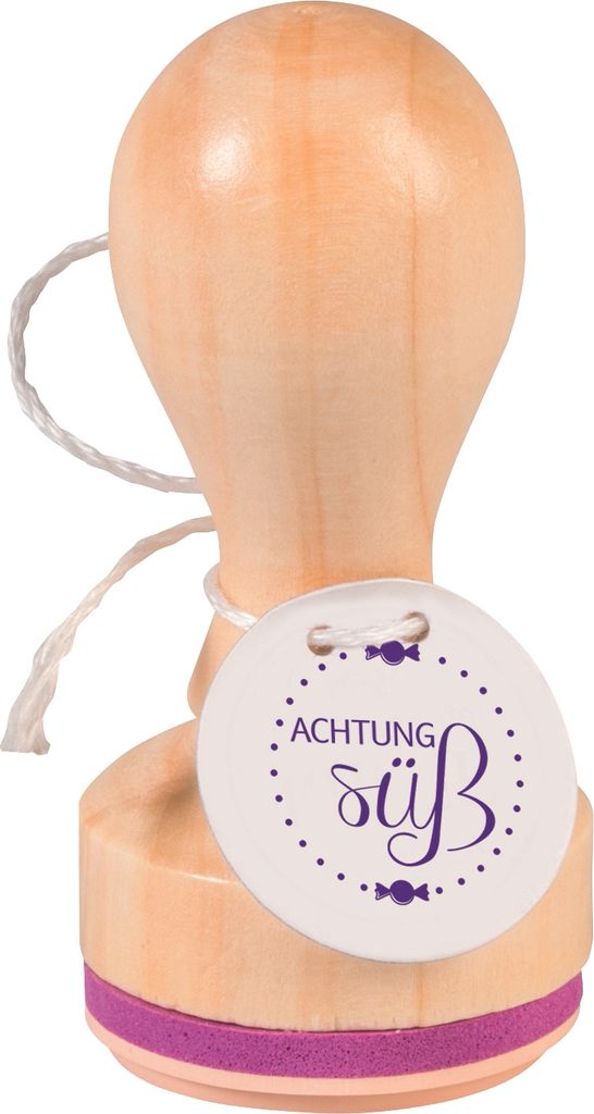 HEYDA 211803015 Stempel Achtung süß Holz matt lackiert Produktbild 