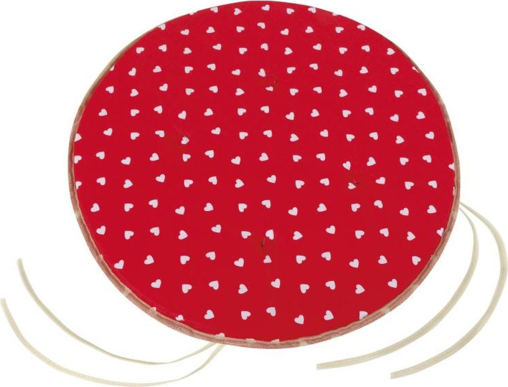 Sitzkissen Adele rund glatt - Durchmesser 40 cm - Rot,Weiß Produktbild 