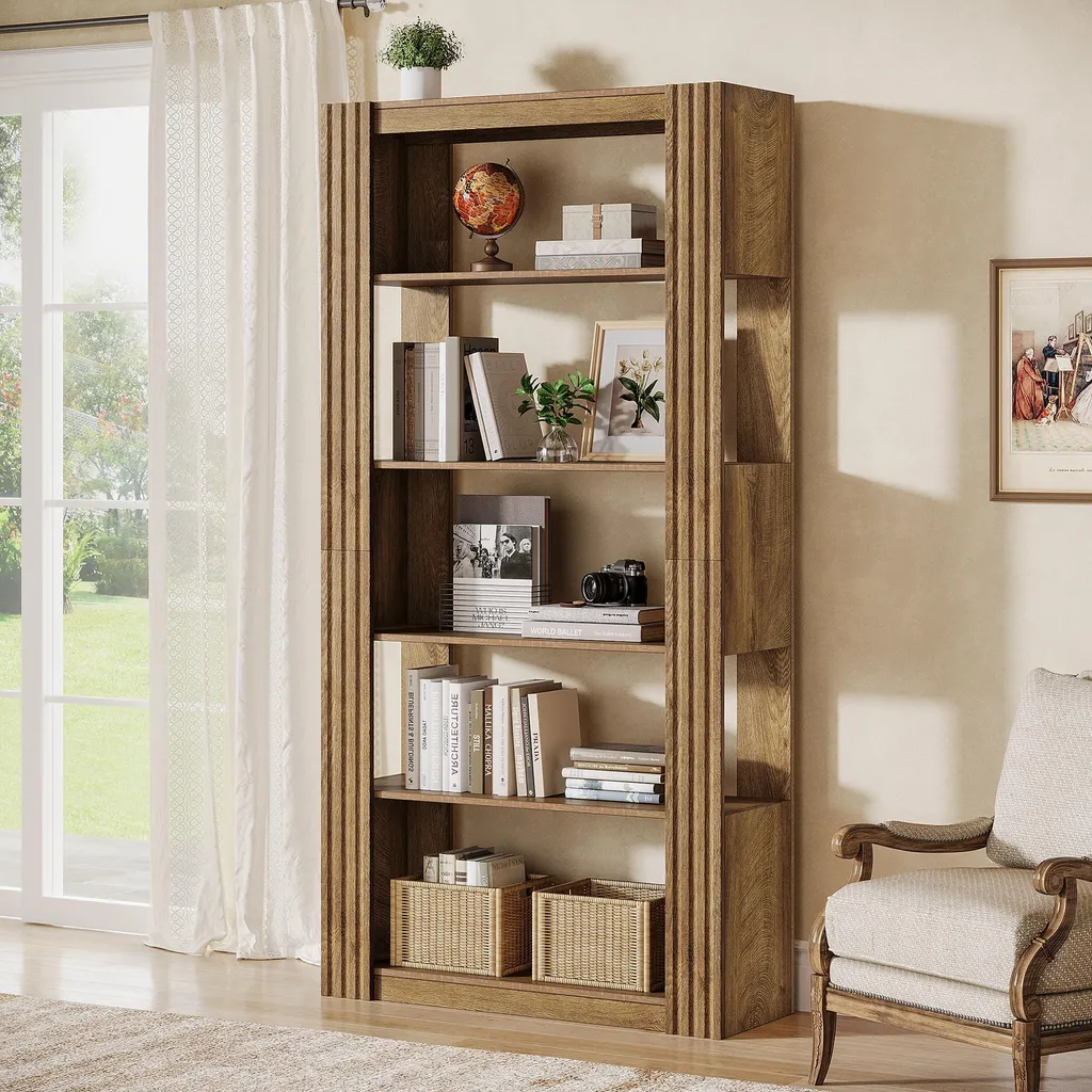 Étagère sur Pied Industrielle Haute pour Salon et Bureau, Style Rustique