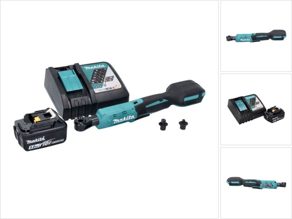 Makita DWR 180 RT1 Akku Ratschenschrauber 18 V 47,5 Nm 1/4" 3/8" + 1x Akku 5,0 Ah + Ladegerät