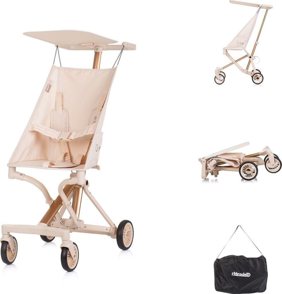 Chipolino Kinderwagen, Buggy Unique Aluminiumrahmen faltbar 3-Punkt-Gurt Tasche beige