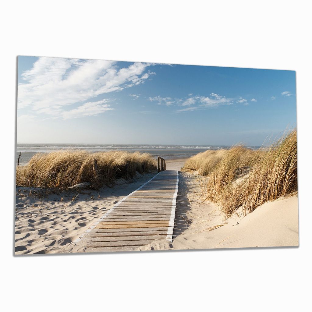 Wallario Herdabdeckplatte aus Glas, Größe 90 x 52 cm 1-teilig, Motiv Auf dem Holzweg zum Strand