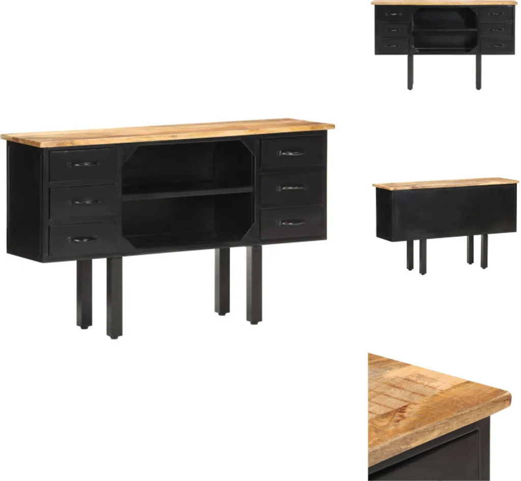 Buffet bas en manguier massif 110 cm vidaXL pour salon style industriel