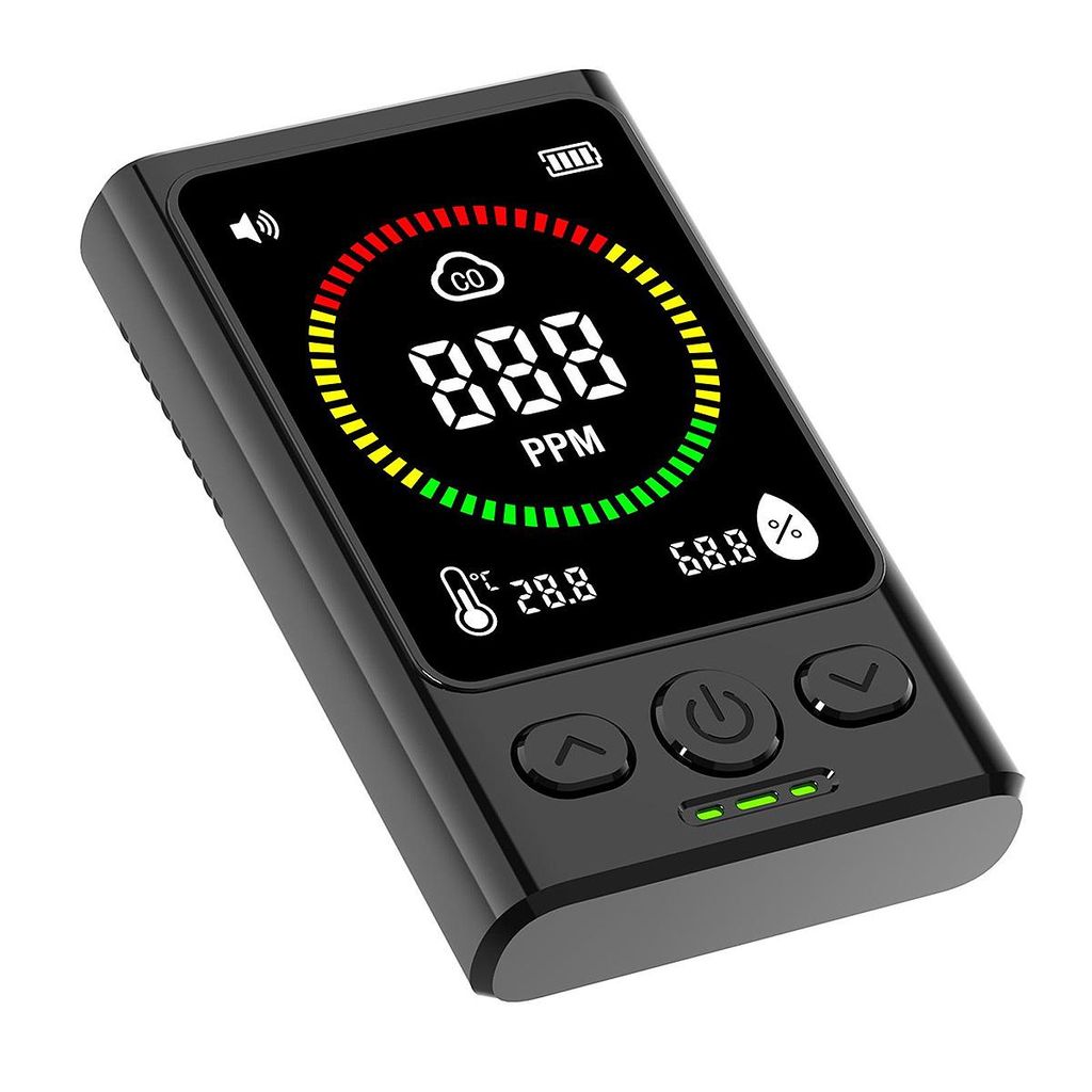 Kohlenmonoxid-Warnmelder 3-in-1, CO Melder mit ultraklarem Farbdisplay, Temperatur- und Luftfeuchtigkeitsanzeige, geeignet für Küche und Restaurant