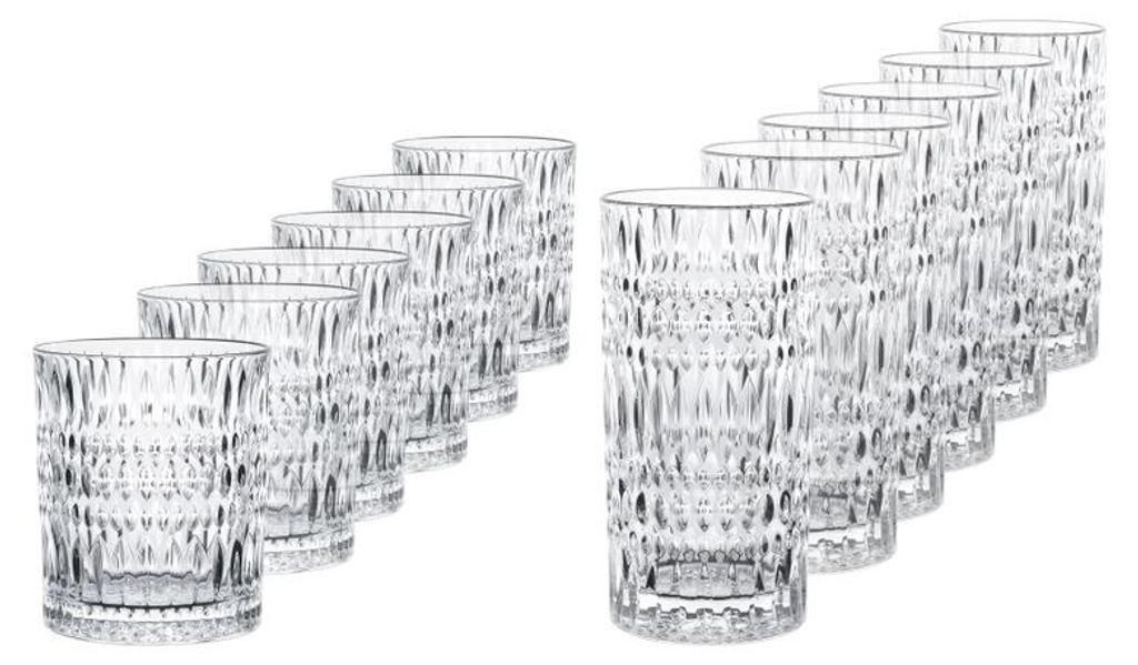 Nachtmann Ethno 8-teiliges Gläser-Set aus Kristallglas im modernen Design: Longdrinkgläser 434ml, Whiskybecher 304ml