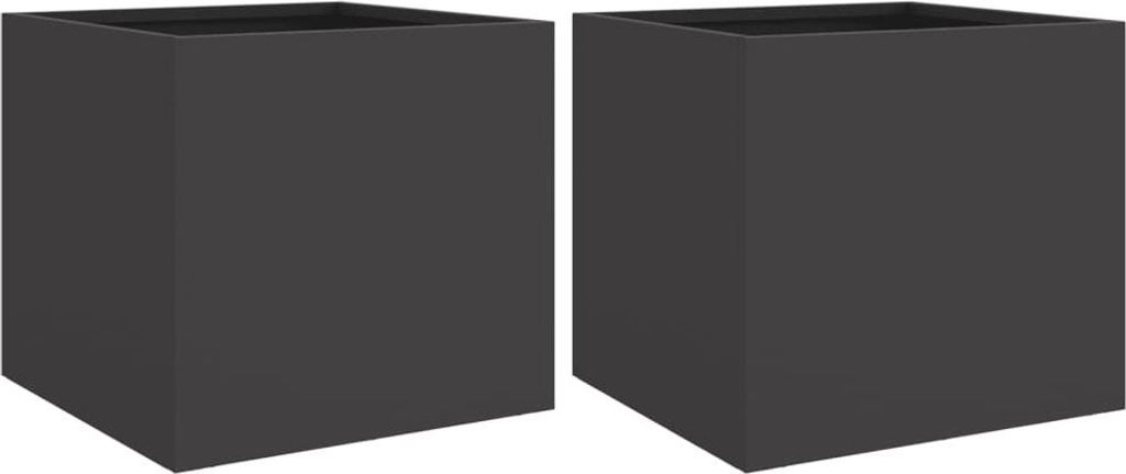 vidaXL Fioriera 2 pezzi nera 32x30x29 cm in acciaio Immagine del prodotto 