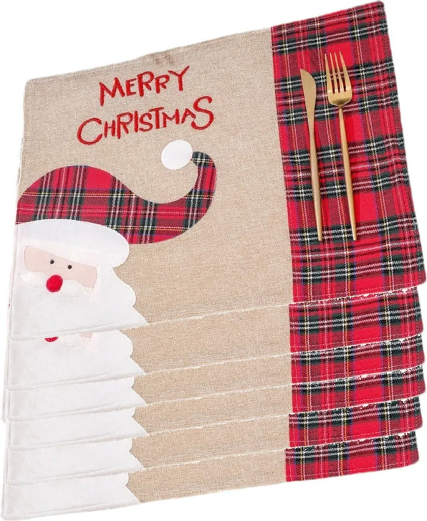 Decorazioni Tavola Natale: Set 6 Tovagliette Rettangolari Babbo Natale