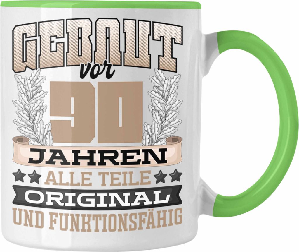 Trendation - 90. Geburtstag Tasse Geschenk Frauen Männer Spruch Gebaut Vor 90 Jahren (Grün)