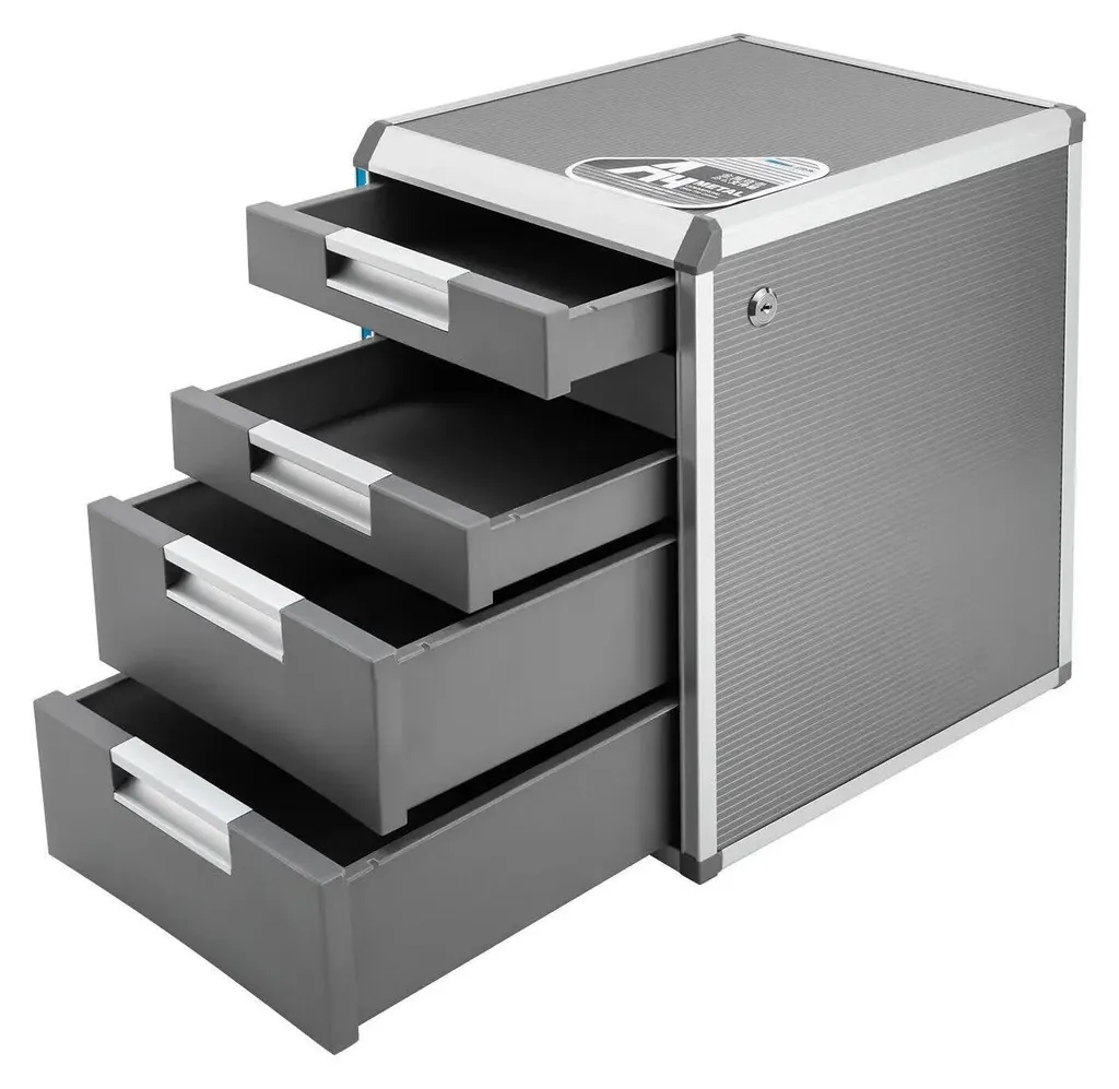 Caisson de rangement 5 tiroirs verrouillable en alu et PP charge 10kg