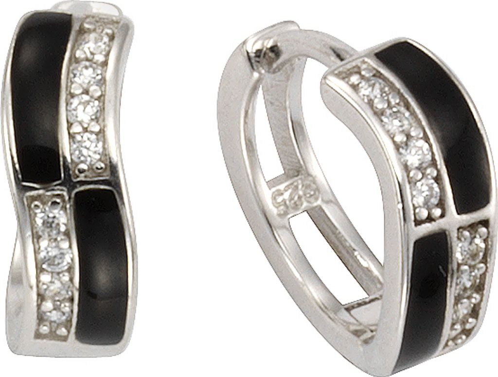 F Klappcreolen 925/- Sterling Silber 1,3cm weiß Zirkonia Produktbild 