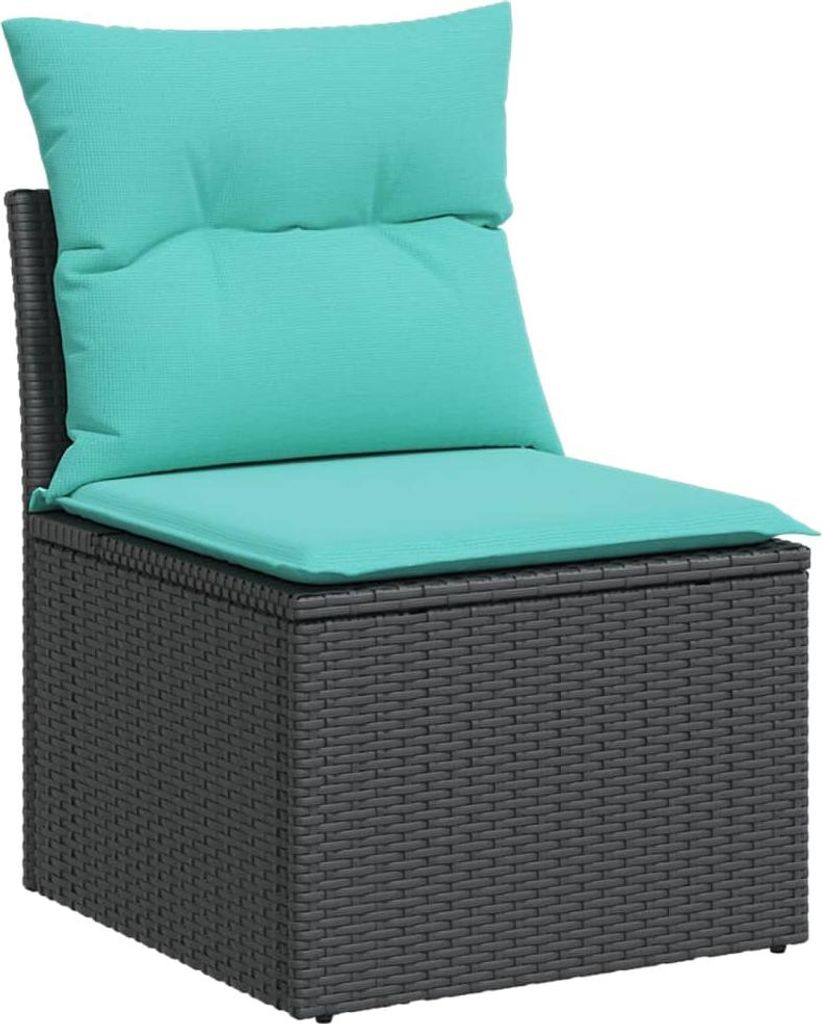 Stabli 7-tlg. Garten-Sofagarnitur mit Kissen Schwarz Poly Rattan - DE391435 - Gartenlounge-Set, Gartenmöbelset, Sitzgruppe
