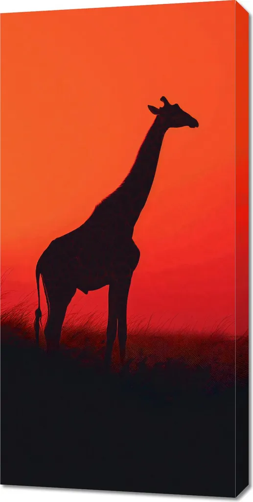 Image Girafe en Noir 50x100 cm pour Habiller un Mur Vide avec Élégance