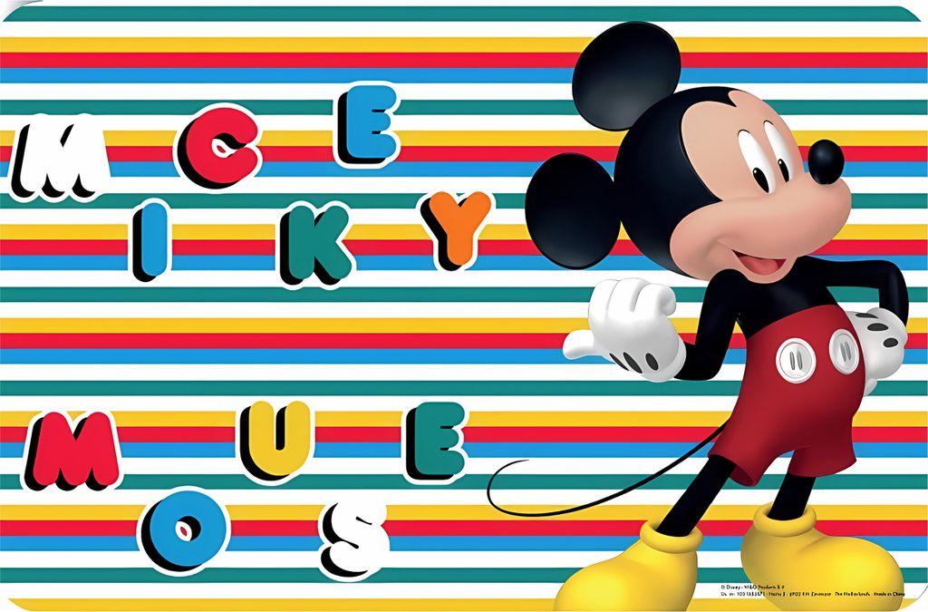 Mickey Mouse Tischset Kinder - Platzdeckchen abwaschbar – Platzset Baby aus Kunststoff - Essunterlage 43x28 cm