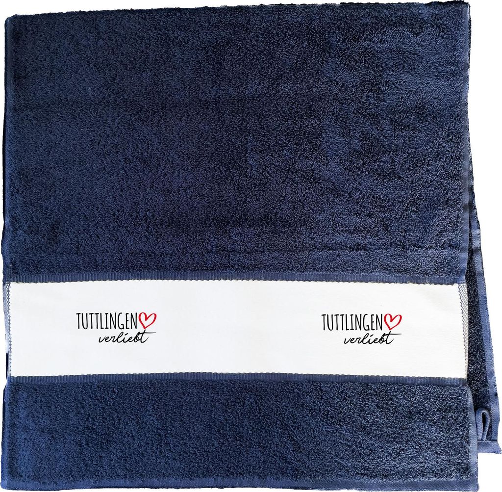 Huuraa Handtuch Tuttlingen verliebt 50x100cm French Navy Baumwolle Handtuch Geschenkidee