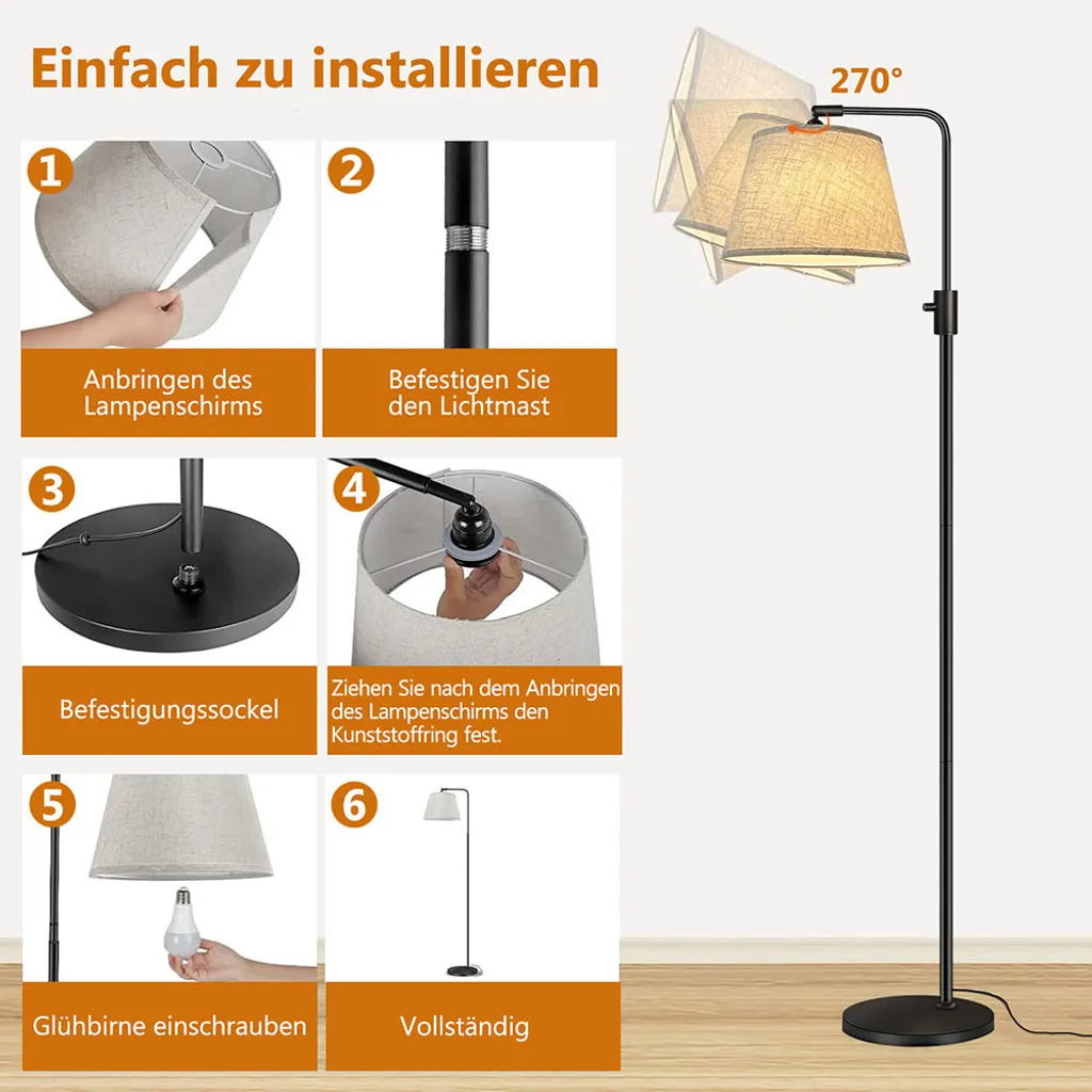 Éclairage Modulable sans Fatigue : Lampadaire LED Noir Arqué avec Pédale - 2