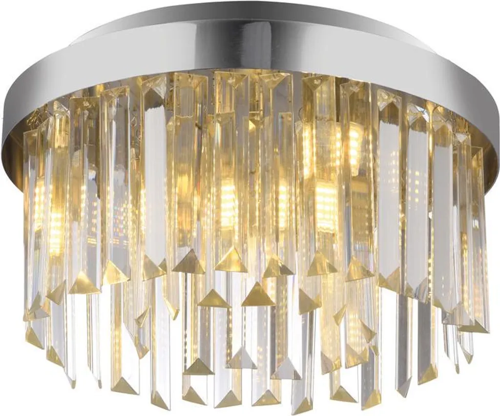 Plafonnier cristal pour salon et hall d'entrée chic KULUNKA Argent