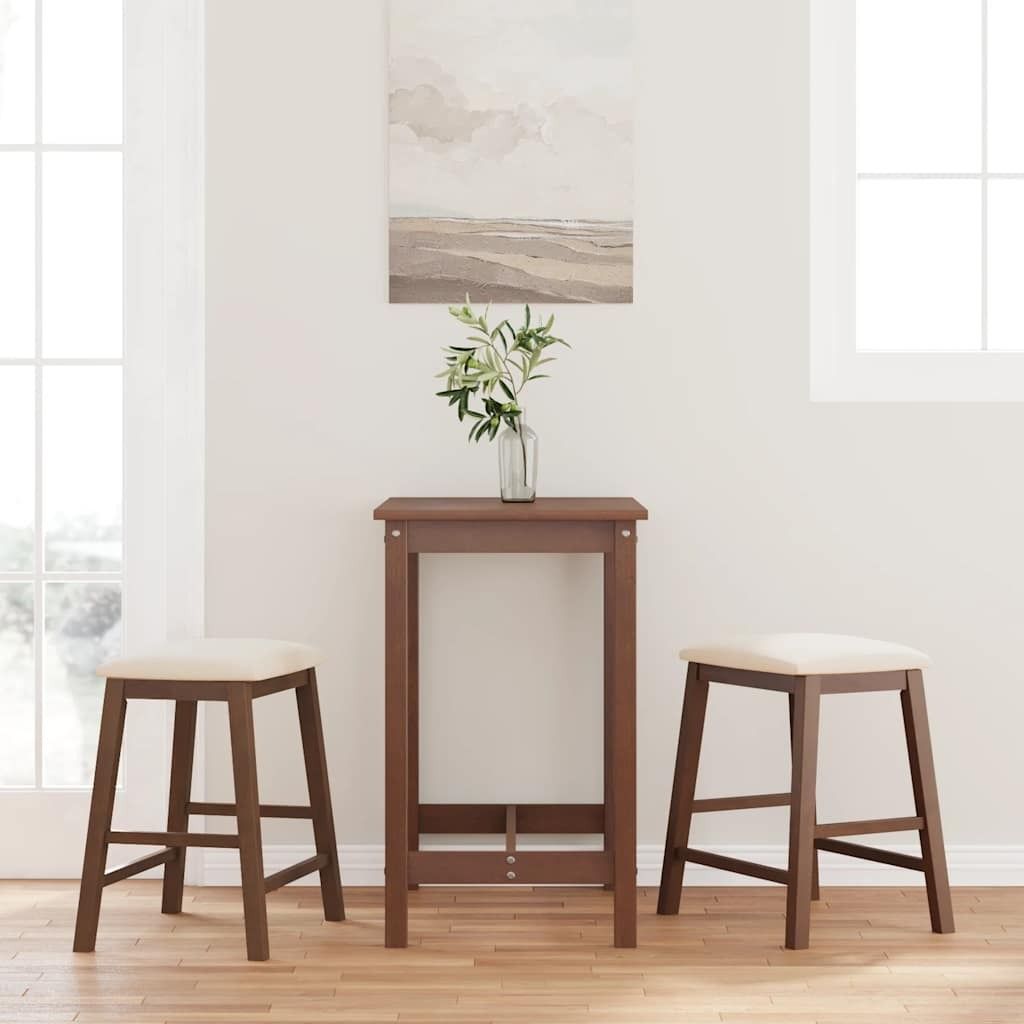 "2026 Promotion" Barstühle mit Kissen 2 Stk. - Hohe Qualität - Braun Massivholz Gummibaum - Barhocker CC25521