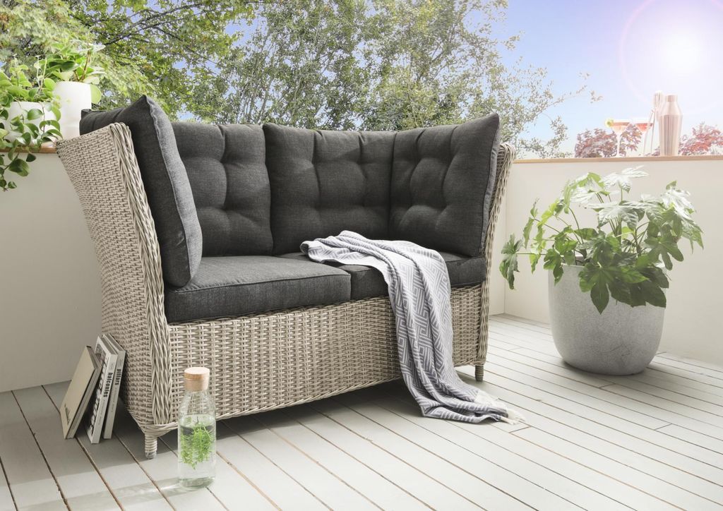 Destiny Loungesofa PALMA 2-Sitzer, inkl. Auflagen, Polyrattan, vintage weiß