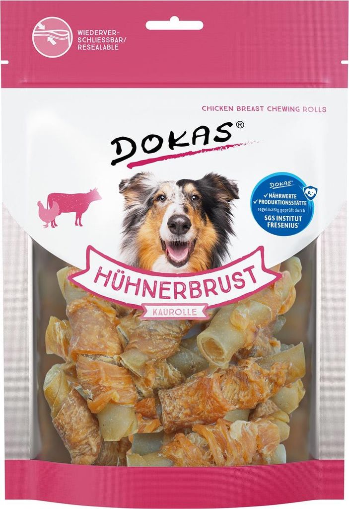 Dokas Hunde Snack Hühnerbrust Kaurolle 90 g Produktbild 