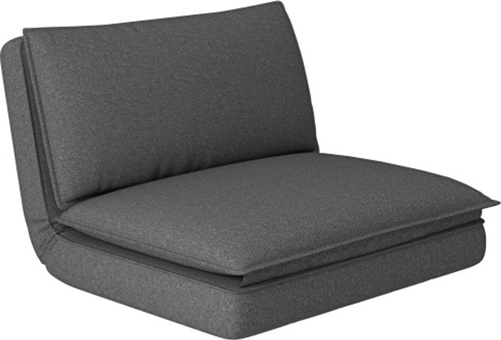 Bodensofa 76x75x71cm Dunkelgrau 4in1 Klappbar Schlafsofa Mit Leinenoptik Gepolstert Bis 150kg Belastbar Fuer Schlafzimmer Wohnzimmer