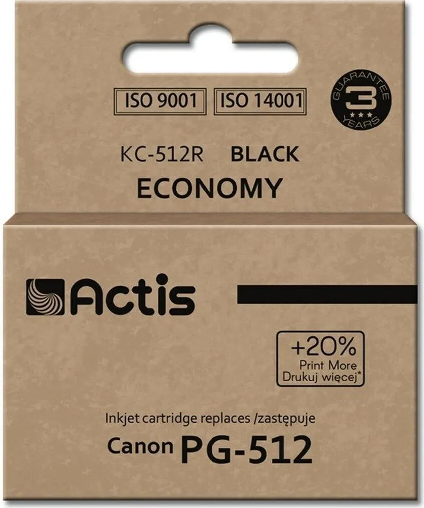 Cartouche d'encre noire Actis KC-512R pour imprimante Canon PG-512 15ml