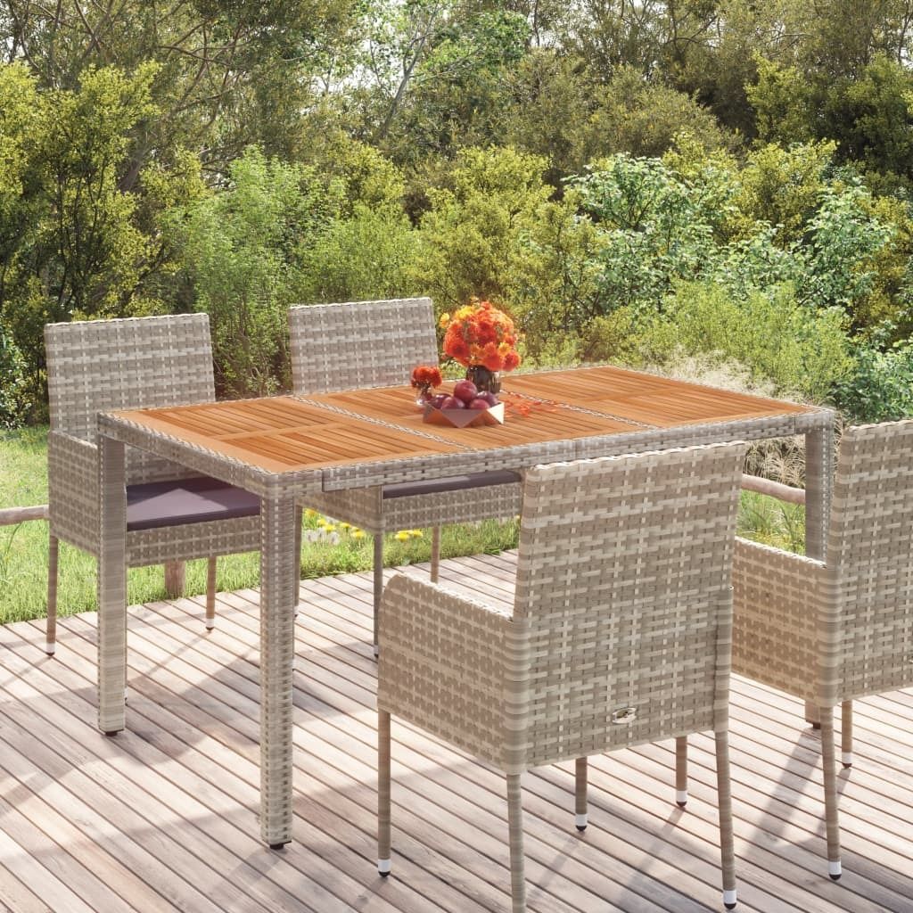 "im Angebot" Gartentisch Wetterfest - Balkon Tisch/Esstisch - mit Holzplatte Grau 150x90x75 cm Poly Rattan - Gartentische CC8698